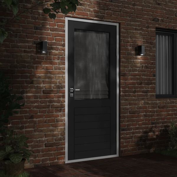 vidaXL Lămpi exterioare de perete cu LED 2 buc. negru, aluminiu turnat