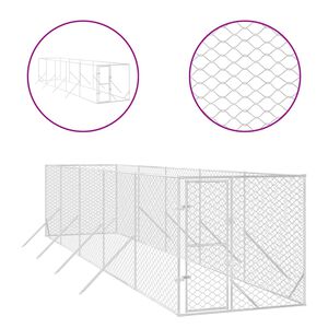 vidaXL Padoc de exterior pentru câini argintiu 2x10x2m oțel galvanizat