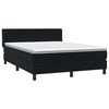 vidaXL Pat box spring cu saltea, negru, 140x210 cm, catifea
