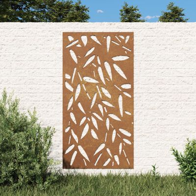 vidaXL Decor de perete 105x55 cm design frunze bambus oțel Corten