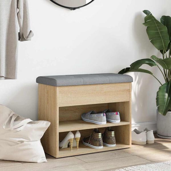 vidaXL Bancă pentru pantofi stejar sonoma 62x32x50 cm lemn prelucrat