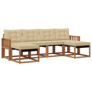 vidaXL Set de canapele de exterior cu pernă 6 pcs Natural și Bej