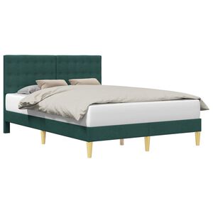 vidaXL Cadru de pat cu headboard Verde &icirc;nchis 120 x 190 cm Țesătură
