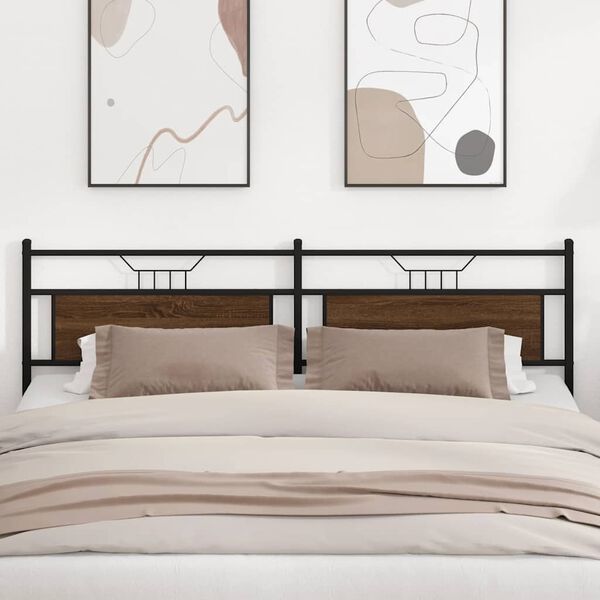 vidaXL Tăblie de pat de schimb Stejar maro 193 cm Lemn și oțel prelucrat