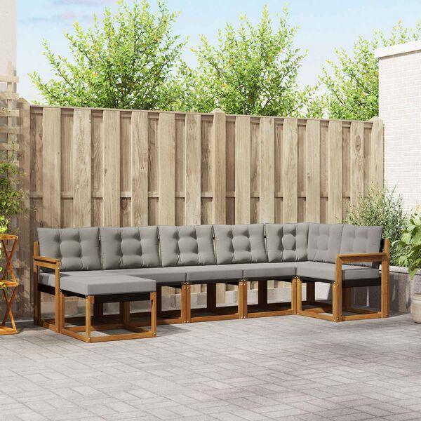 vidaXL Set de canapele de exterior 7 pcs Gri natural și deschis