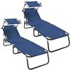 vidaXL Șezlong pliabil 2 pcs albastru 190 x 57 x 81 cm oxford