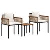 vidaXL Set de Mobilier pentru Exterior 3 pcs Bej și alb crem Ratan PE