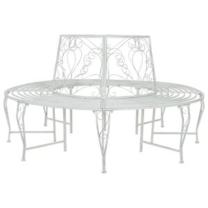 vidaXL Bancă cu arbori 8-Număr de locuri &Oslash; 160 x 89 cm Oțel Alb Antic