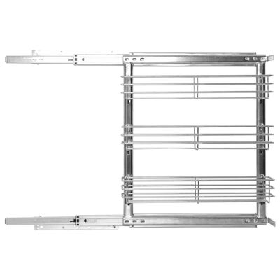 vidaXL Coș sârmă bucătărie retractabil 3 niveluri argintiu 47x15x56 cm
