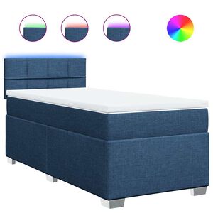 vidaXL Pat box spring cu saltea, albastru, 80x200 cm, textil