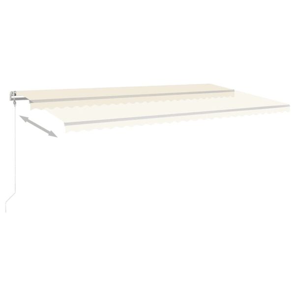 vidaXL Copertină automată cu senzor v&acirc;nt & LED, crem, 600x350 cm