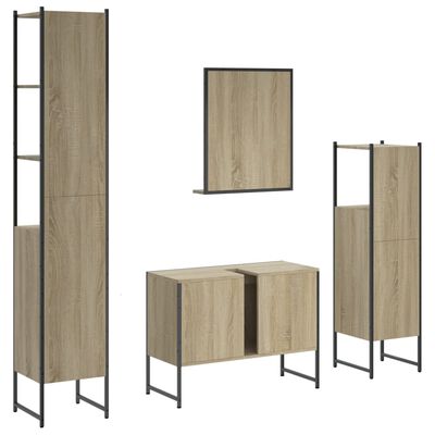 vidaXL Set dulapuri de baie, 4 piese, stejar sonoma, lemn prelucrat