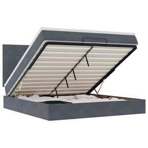 vidaXL Cadru de pat otoman cu saltele Gri &icirc;nchis 180x200cm catifea