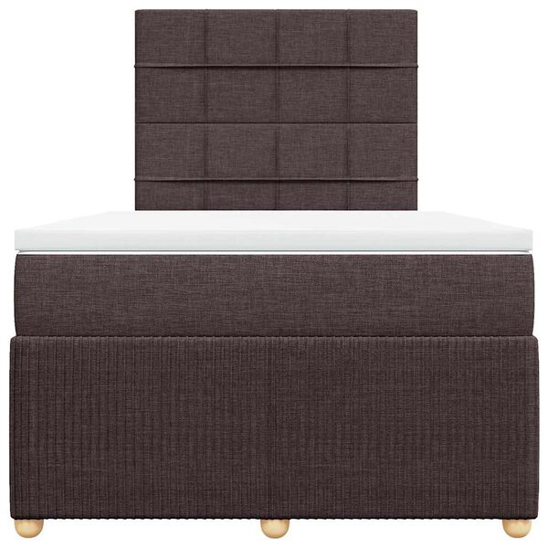vidaXL Pat box spring cu saltea, maro închis, 120x190 cm, textil
