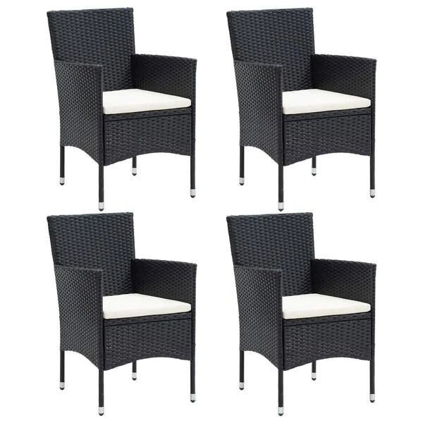 vidaXL Set mobilier de grădină cu perne, 5 piese, negru, poliratan