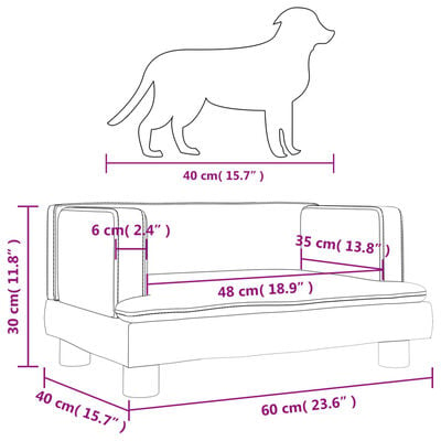 vidaXL Pat de câini, gri deschis, 60x40x30 cm, catifea
