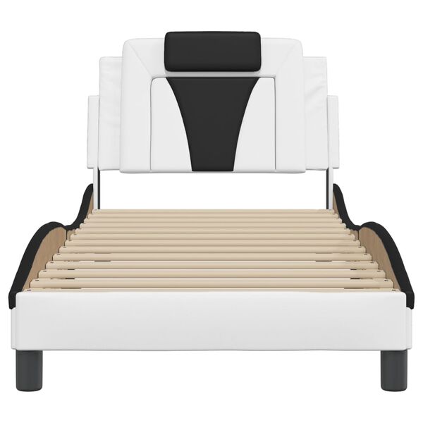 vidaXL Cadru de pat, Viana, fără saltea, alb și negru, 90x200 cm piele ecologică