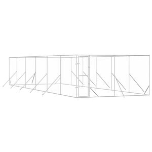 vidaXL Padoc de exterior pentru c&acirc;ini argintiu 4x12x2m oțel galvanizat