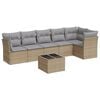 vidaXL Set canapele de grădină, 7 piese, cu perne, bej, poliratan