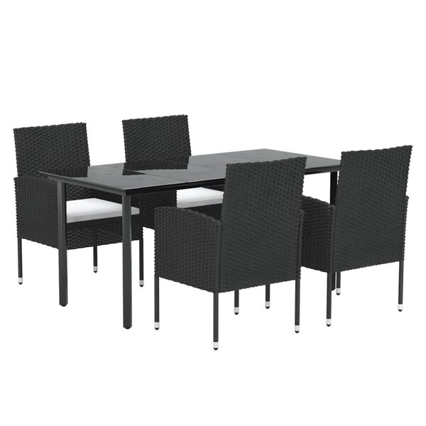 vidaXL Set mobilier de grădină cu perne, 5 piese, negru, poliratan