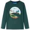vidaXL Tricou de copii cu m&acirc;neci lungi verde &icirc;nchis 116