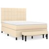 vidaXL Pat continental cu saltea, crem, 140x200 cm, material textil