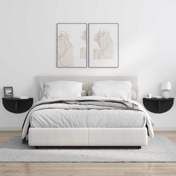 vidaXL Raft de perete Pe perete Negru 48 x 24 x 24 cm Lemn compozit