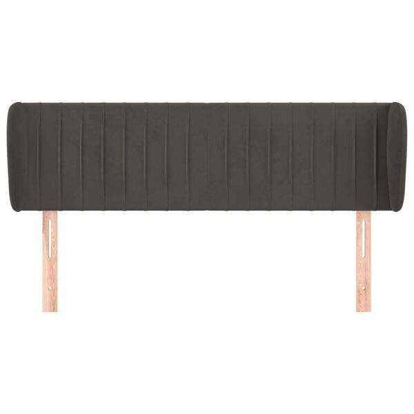 vidaXL Tăblie de pat cu aripioare gri &icirc;nchis 147x23x78/88 cm catifea