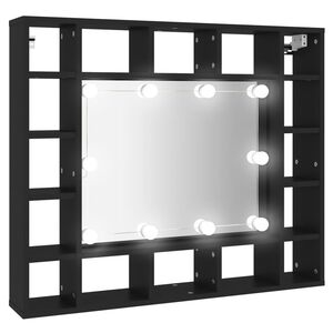 vidaXL Dulap cu oglindă cu LED, negru, 91x15x76,5 cm