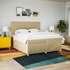 vidaXL Pat box spring cu saltea, crem, 200x200 cm, textil