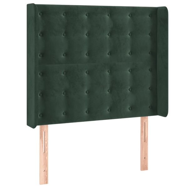 vidaXL Tăblie pat cu aripioare verde &icirc;nchis 93x16x118/128 cm catifea