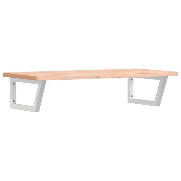 vidaXL Raft pentru lavoar montat pe perete, oțel și lemn masiv fag