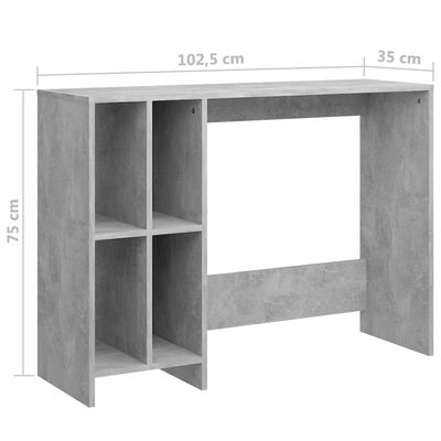vidaXL Birou Notebook, gri beton, 102,5x35x75 cm, PAL