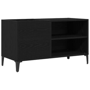 vidaXL Dulap pentru discuri de vinil Stejar Negru 84,5 x 38 x 48 cm