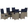 vidaXL Set de masă și scaune cu pernă 7 pcs Gri Ratan PE