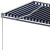 vidaXL Copertină autonomă retractabilă automat albastru&alb 300x250 cm