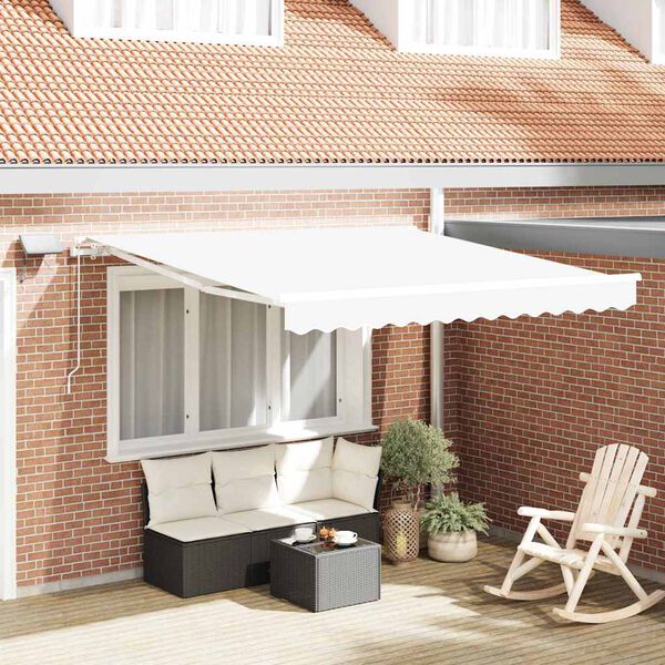 vidaXL Cortina Retractabilă Alb 350 x 250 cm Material textil și oțel
