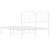 vidaXL Cadru de pat metalic cu tăblie, alb, 120x190 cm