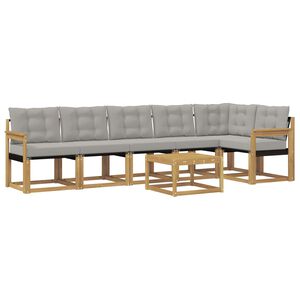 vidaXL Set de canapele de exterior cu pernă 7 pcs Alb și gri deschis
