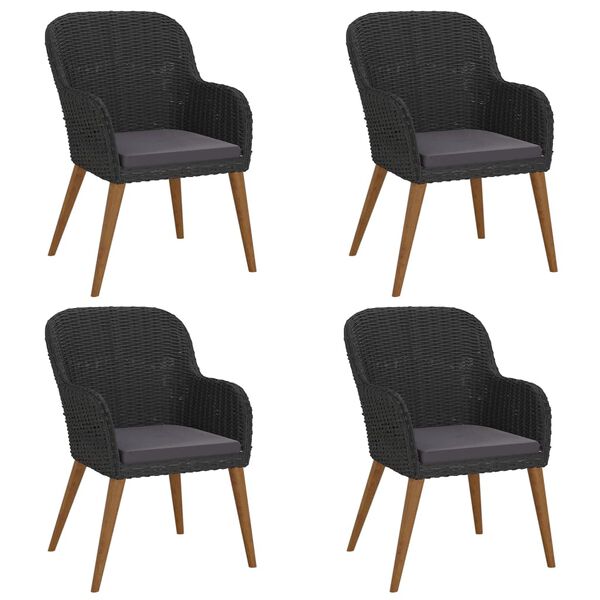 vidaXL Set masă pentru grădină, 5 piese, cu perne, negru