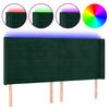 vidaXL Tăblie de pat cu LED, verde &icirc;nchis, 163x16x118/128 cm, catifea