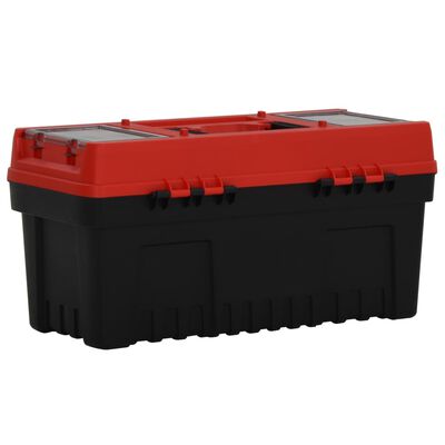 vidaXL Set de cutii de scule, 2 piese, negru și roșu, polipropilenă