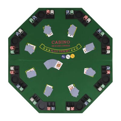 vidaXL Masă poker pliabilă în două părți, 8 jucători, octogonal Verde