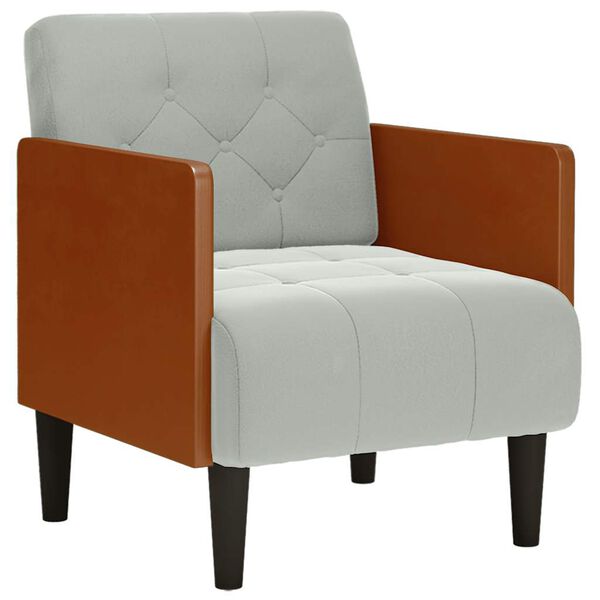 vidaXL Canapea scaun cu cotiere, gri deschis, 55 cm, catifea