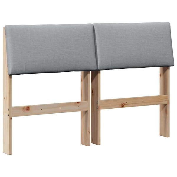 vidaXL Tăblie tapițată Gri deschis 120 cm Lemn de pin masiv