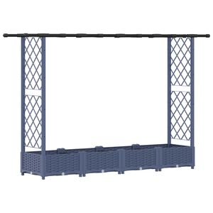 vidaXL Pat Ridicat cu Trellis și Acoperiș Gri 203 x 40 x 121 cm PP