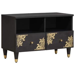 vidaXL Cabinet TV cu sertar Negru 70 x 33 x 46 cm Lemn de mango solid