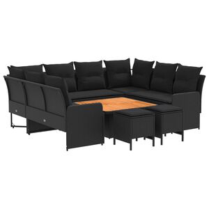 vidaXL Seturi de mobilier cu pernă 8 pcs Negru Ratan PE