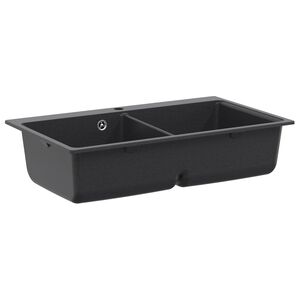 vidaXL Chiuvetă de bucătărie cu bazin dublu Granite 86 x 51 x 30 cm