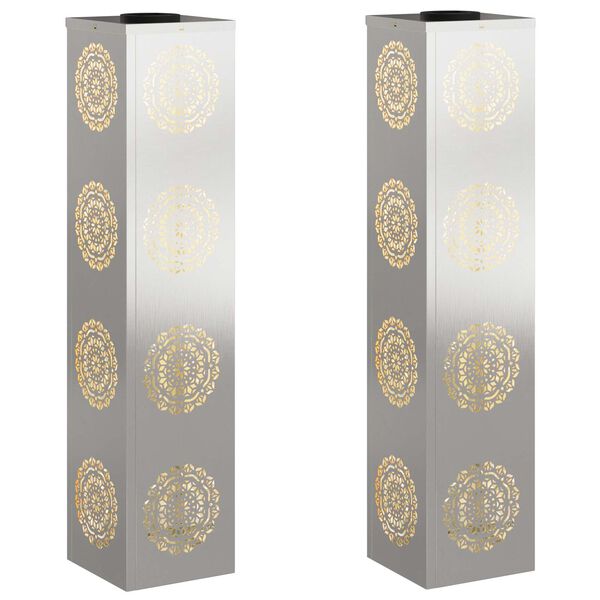 vidaXL Lumină LED Solară pentru Alei 2 pcs Argintiu Oţel inoxidabil